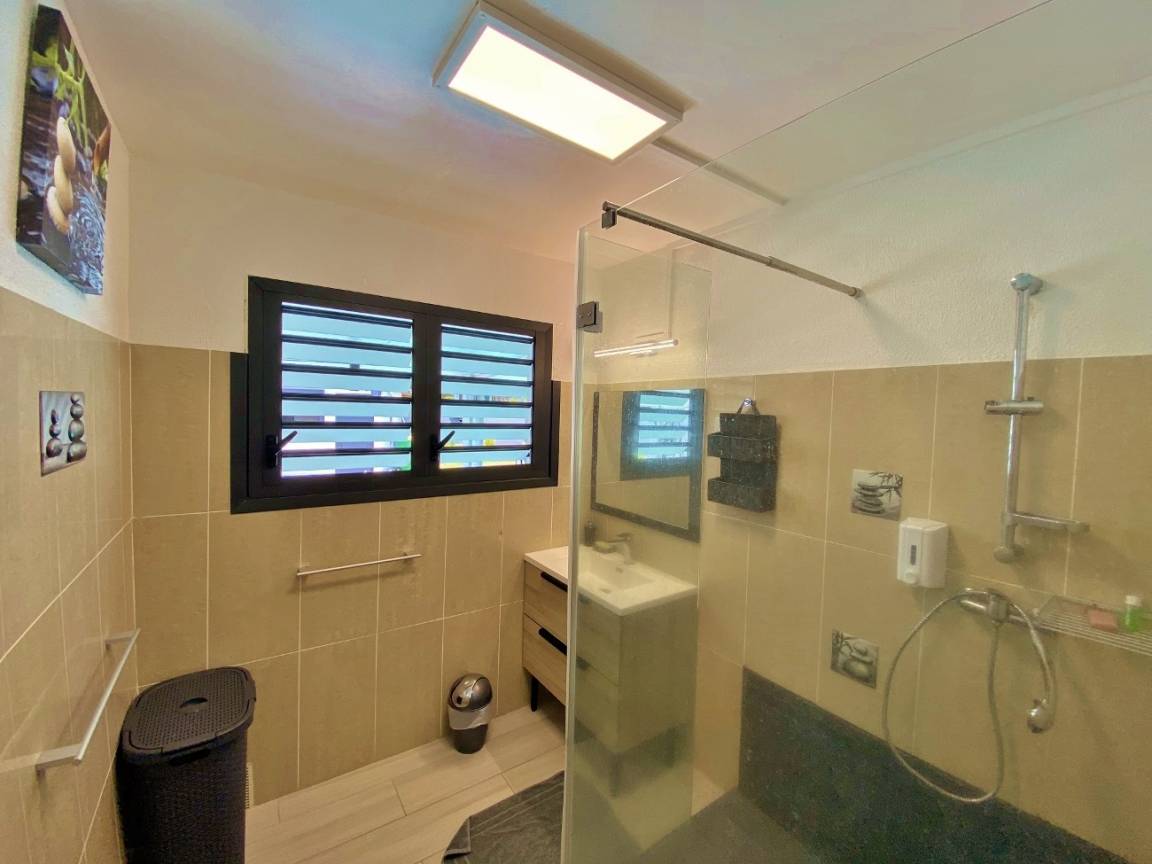 Salle d'eau lumineuse avec douche à l'italienne